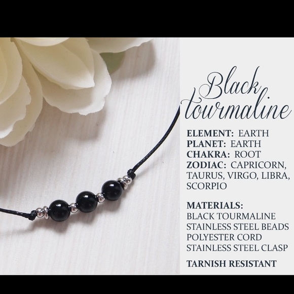 Black Tourmaline Protection Crystal Necklace - Picture 3 of 4